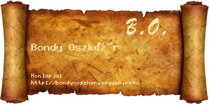 Bondy Oszkár névjegykártya